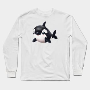 Cute Orca Drawing Long Sleeve T-Shirt